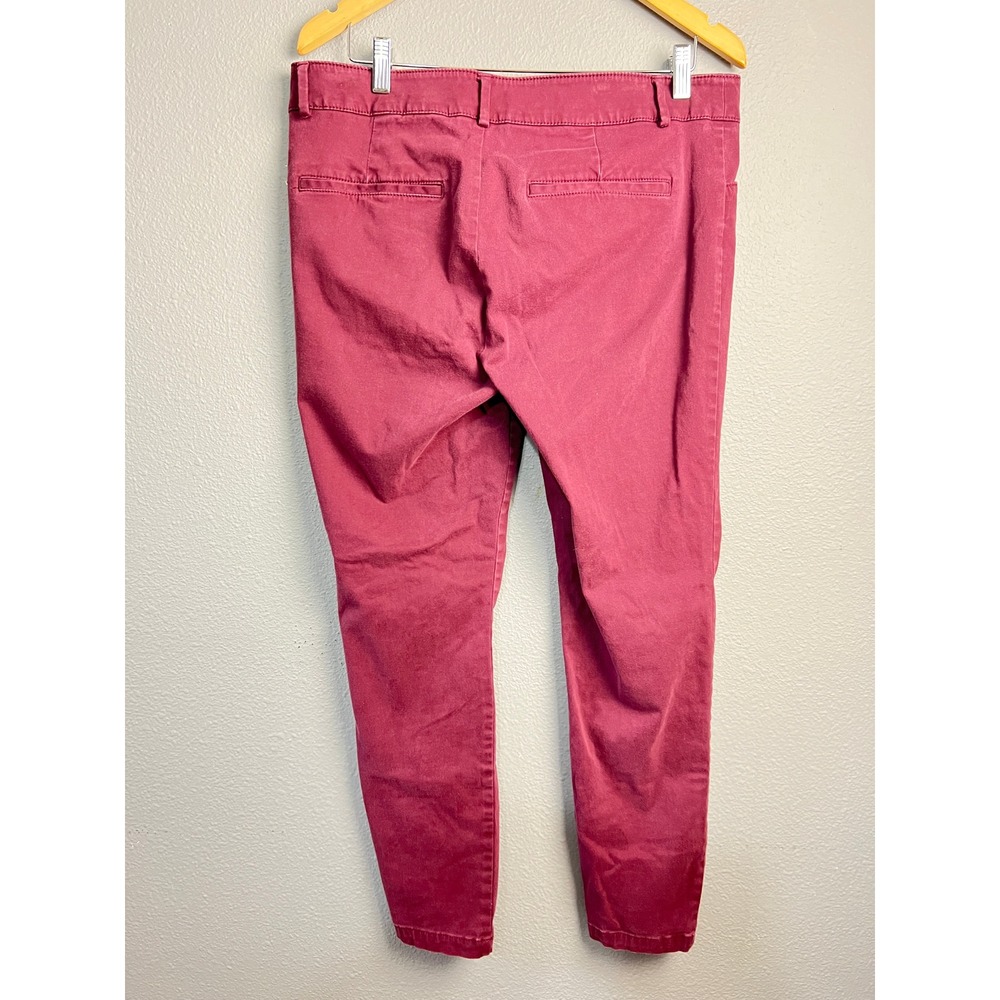 LOFT Outlet Womens Skinny Ankle Pants Burgundy Front‎ Seam Stretch Size 12 - Picture 3 of 10